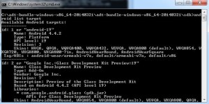 Output of running the android list target command
