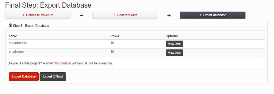 Generate random test data for database using FillDB