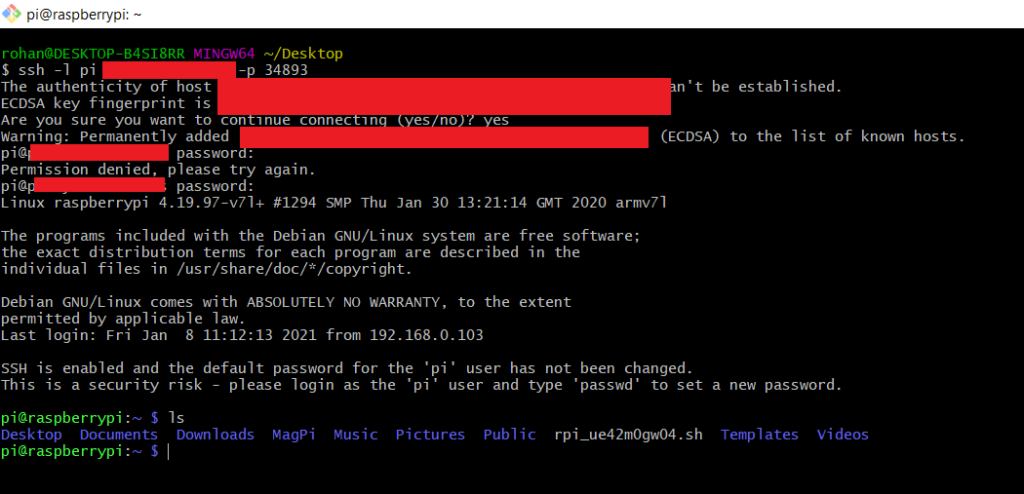 Able to ssh from another network