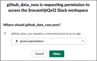 This screenshot shows selecting a Slack channel