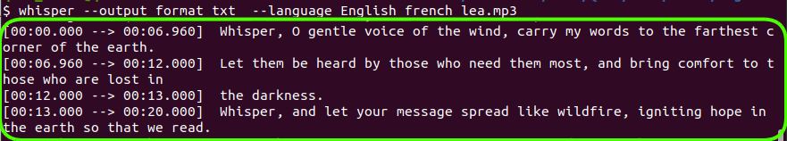 French accent output logs