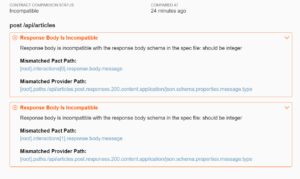 Contact comparision result for response type mismatch