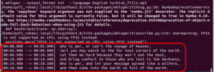 Turkish accent output logs
