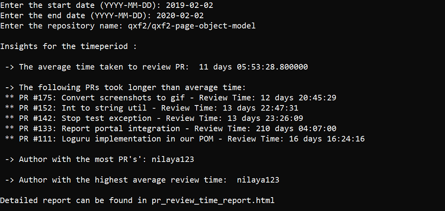This image shows insights from git log analysis of PR_review_time